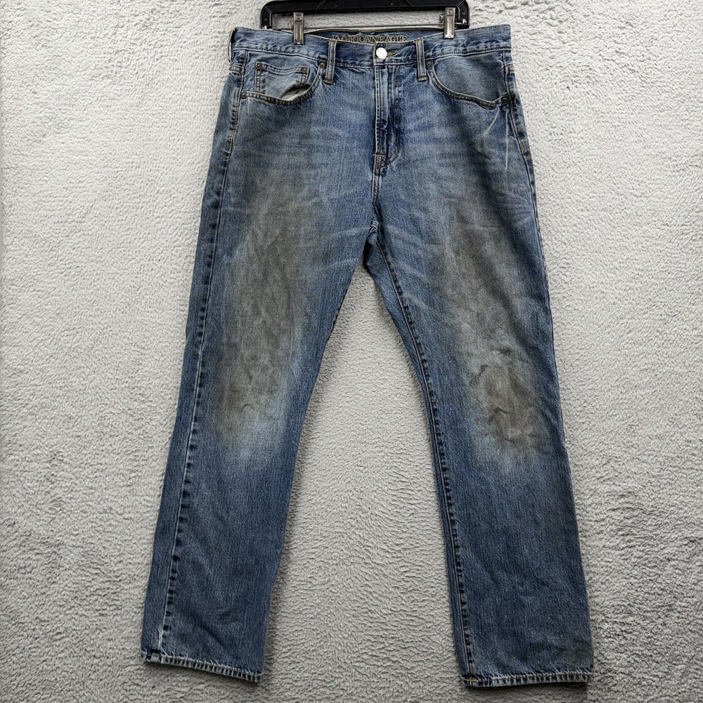 American Eagle Jeans Men's 36x34 Black Relaxed Straight Fit Denim Stretch Flex